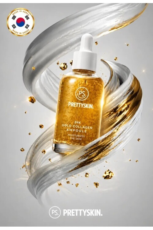 PS PRETTYSKIN 24K Gold Collagen Ampoule 50 ml | Altın ve Kolajen İçerikli Sıkılaştırıcı Yüz Serumu