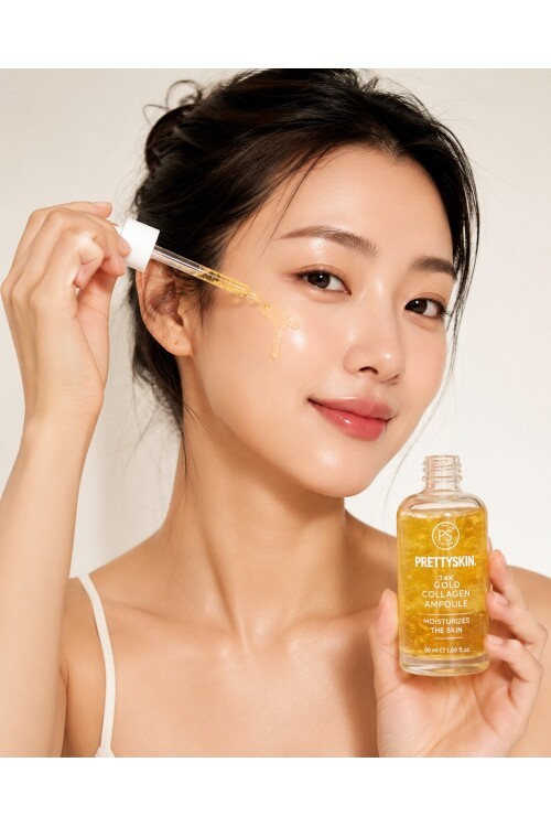 PS PRETTYSKIN 24K Gold Collagen Ampoule 50 ml | Altın ve Kolajen İçerikli Sıkılaştırıcı Yüz Serumu