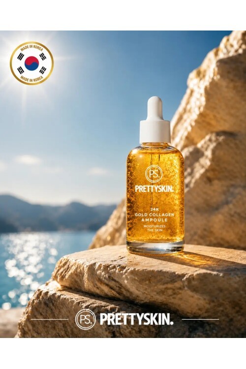 PS PRETTYSKIN 24K Gold Collagen Ampoule 50 ml | Altın ve Kolajen İçerikli Sıkılaştırıcı Yüz Serumu