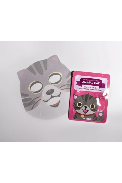 PS PRETTYSKIN Animal Cat Anti-Wrinkle Mask 25 gr | Kırışıklık Karşıtı Nemlendirici Kağıt Yüz Maskesi 4lü Set