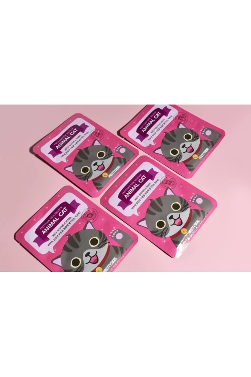 PS PRETTYSKIN Animal Cat Anti-Wrinkle Mask 25 gr | Kırışıklık Karşıtı Nemlendirici Kağıt Yüz Maskesi 4lü Set