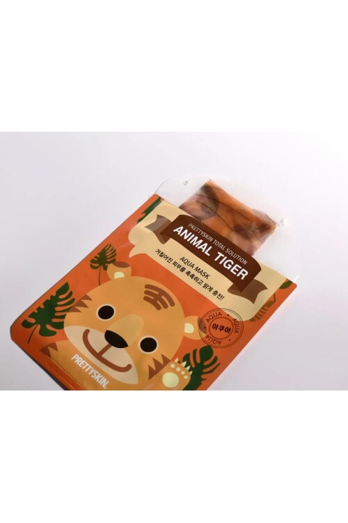 PS PRETTYSKIN Animal Tiger Aqua Mask 25gr | Nemlendirici Kaplan Desenli Kağıt Yüz Maskesi 4lü Set