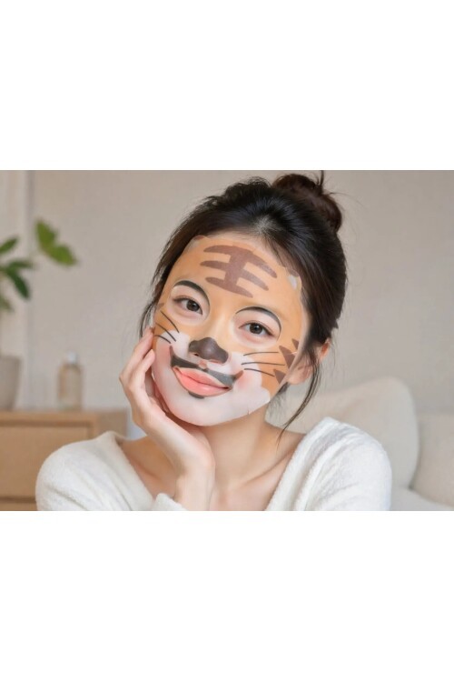 PS PRETTYSKIN Animal Tiger Aqua Mask 25gr | Nemlendirici Kaplan Desenli Kağıt Yüz Maskesi 4lü Set