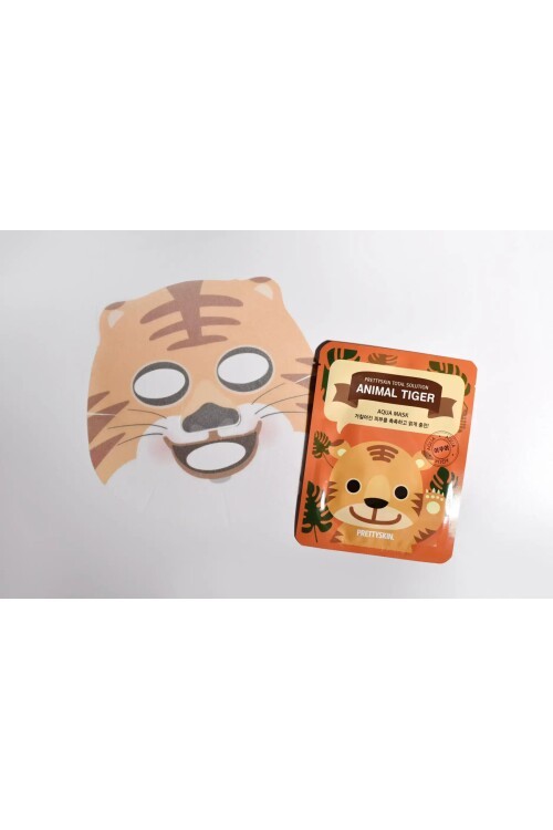 PS PRETTYSKIN Animal Tiger Aqua Mask 25gr | Nemlendirici Kaplan Desenli Kağıt Yüz Maskesi 4lü Set