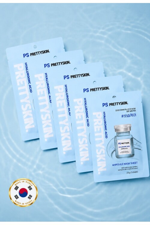 PS PRETTYSKIN Hyaluronic Acid Ampoule Mask Sheet 23g | Yoğun Nemlendirici Kağıt Yüz Maskesi 5li Set