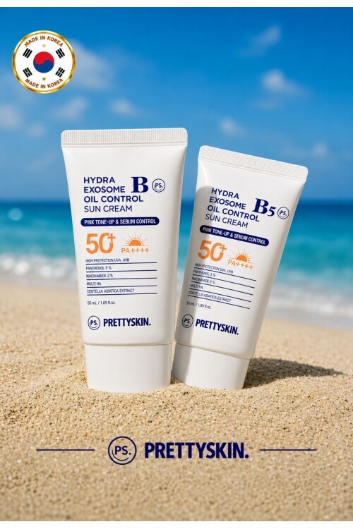 PS PRETTYSKIN Hydra Exosome B5 Oil Control Sun Cream SPF50+ PA++++ 50 ml | Karma Ciltler İçin Sebum Dengeleyici Güneş Kremi