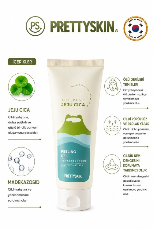PS PRETTYSKIN Jeju Cica Peeling Gel – Hassas ve Yağlı Ciltler İçin Yatıştırıcı Peeling 150ml