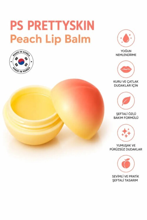 PS PRETTYSKIN Peach Lip Balm 9 gr | Nemlendirici Şeftali Özlü Dudak Bakım Balmı