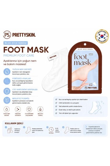PS PRETTYSKIN Bliss Rich Renew Foot Mask 16 ml | Nemlendirici Ayak Bakım Maskesi 3lü Set