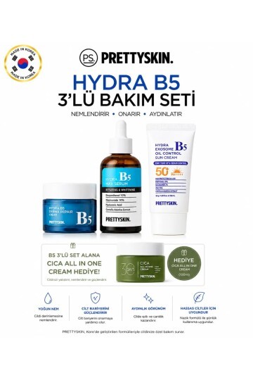 PS PRETTYSKIN Hydra B5 Derma Repair Cream & B5 Max Serum & B5 Oil Control Sun Cream SPF50+