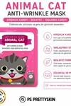 PS PRETTYSKIN Animal Cat Anti-Wrinkle Mask 25 gr | Kırışıklık Karşıtı Nemlendirici Kağıt Yüz Maskesi 4lü Set